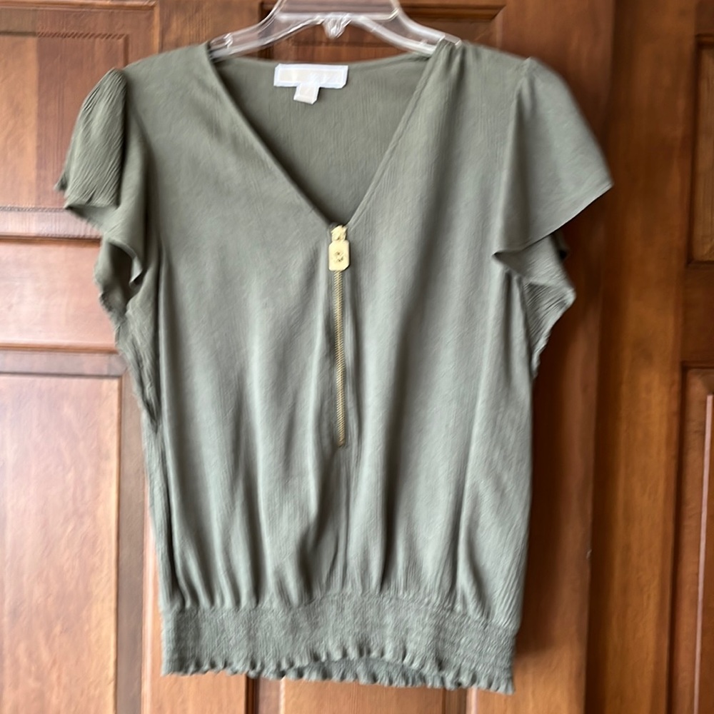 Michael Kors olive green zip top